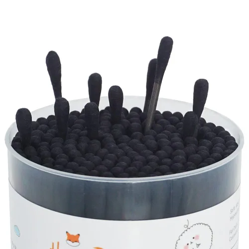 Miniatura 4 de Hisopos de algodón negro con punta de precisión, 400 unidades, brotes de algodón orgánico puntiagudo, doble cara, firmemente envueltos, punta
