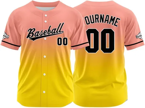 Miniatura 5 de Camiseta de béisbol con degradado personalizado, nombre, número y logotipo personalizados para hombres, mujeres y niños