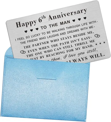 Miniatura 6 de Emideary Feliz 6 aniversario para marido y hombre, tarjeta de 6 años para aniversario de boda, tarjeta para él, esposo