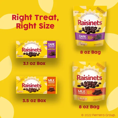 Miniatura 6 de Pasas cubiertas de chocolate oscuro, bolsa de 8 onzas, caramelo Ferrero a granel