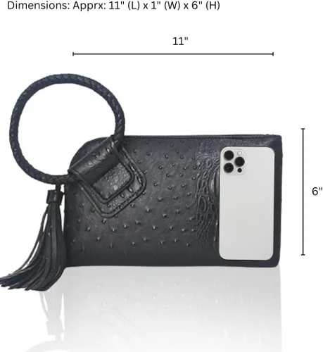 Miniatura 3 de NGIL Mini bolso de pulsera de piel sintética para mujer con borla de flecos, cartera de pulsera para mujer