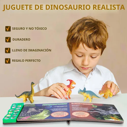 Miniatura 5 de Juguetes de dinosaurio, libro de sonido de dinosaurio con paquete de 12 figuras de juguete, rugidos realistas, interactivo, perfecto para niños