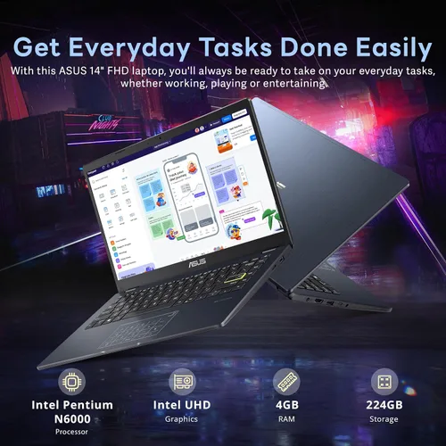 Miniatura 3 de ASUS Portátil ultraligero FHD de 14 pulgadas, Intel Pentium N6000, 4 GB de RAM, 224 GB de almacenamiento