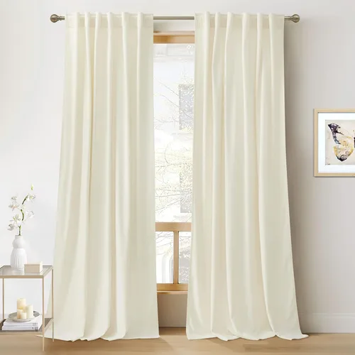 Miniatura 39 de RYB HOME - Cortinas de terciopelo beige, cortinas decorativas resistentes con pestaña trasera, cubierta de privacidad para oscurecer habitación