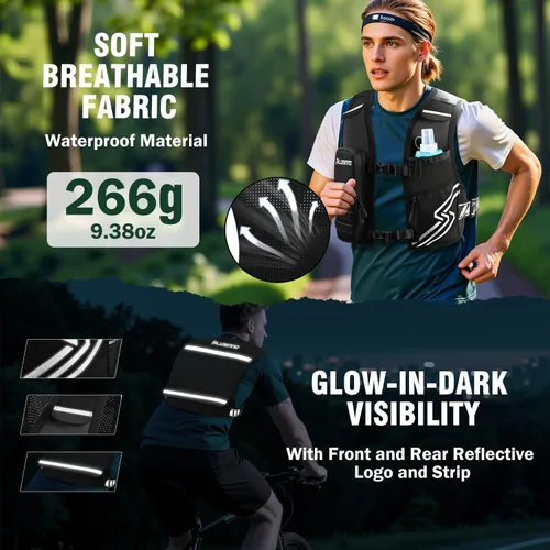 Miniatura 6 de Chaleco de Correr para Hombres y Mujeres, Chaleco de Hidratación para Correr con Botella Suave de 500ml y Bolsillo para Teléfono con Pantalla