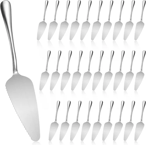 Baderke 30 piezas de servidor de pizza, espátula de acero inoxidable, utensilios profesionales para pizza, postre, corte de queso, 9 pulgadas, color
