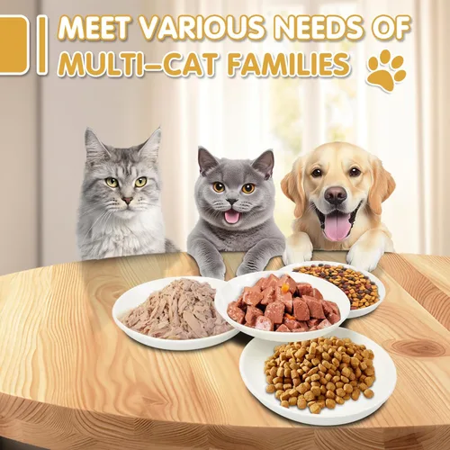 Miniatura 4 de Paquete de 6 cuencos de comida para gatos, cuencos de cerámica para gatos, juego de cuencos anti-fatiga de bigotes para gatos, platos para gatitos