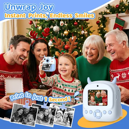 Miniatura 2 de Cámara de impresión instantánea para niños, regalo de cumpleaños para niños de 3 a 12 años, cámara digital selfie con video de 1080P y pantalla