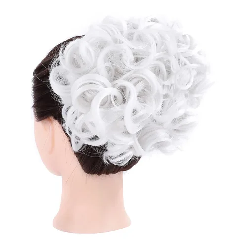 Miniatura 5 de Elaine Peines para moño desordenado, extensión de moños, extensión de moño grueso, con clip, coleteros para mujer (#blanco)