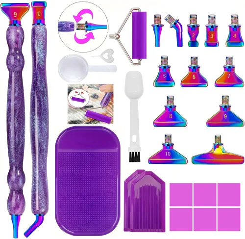 Miniatura 14 de Sttargxing Kit de 28 bolígrafos de pintura de diamante, 13 puntas de acero inoxidable con 12 arcilla, accesorios de pintura de diamante 5D, repuesto