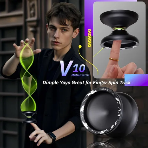 Miniatura 3 de MAGICYOYO V10 Yoyo de dedo giratorio profesional de metal Yoyo de doble propósito sensible y no sensible con estuche de almacenamiento + guante