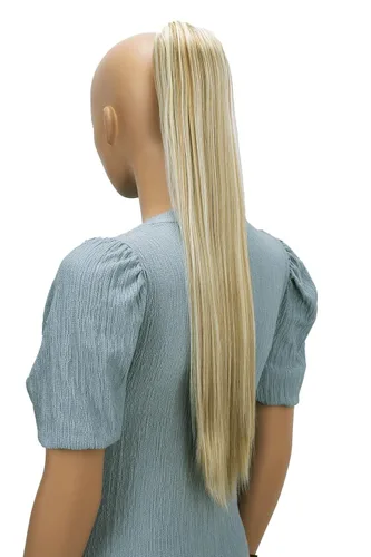 CAISHA 26" pelo largo extensión cola de caballo cordón Straigth fibras sintéticas resistentes al calor mezcla rubio PH615