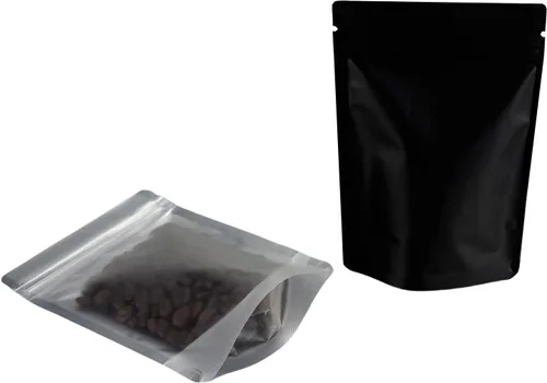 Miniatura 8 de PABCK 50 bolsas resellables de Mylar color negro, bolsas autosellables para almacenamiento de alimentos, dulces y café, bolsas de plástico