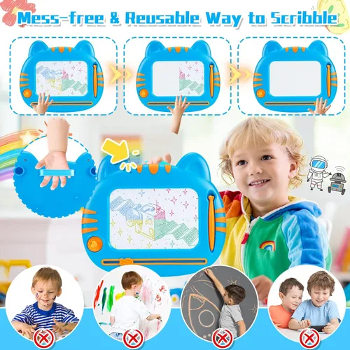 Miniatura 6 de Tablero Magnético de Dibujo Garabatos para Niños Pequeños, Juguetes para Niños Pequeños de 3 4 5 Años Niños y Niñas, Juguetes Educativos de Azul