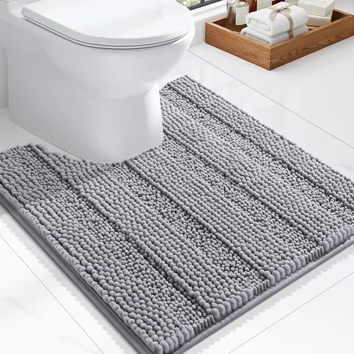 Miniatura 63 de Grandaily Alfombras de baño de felpilla a rayas de 24 x 16 pulgadas, extra gruesas y suaves, absorbentes, parte trasera de goma, alfombra de ducha