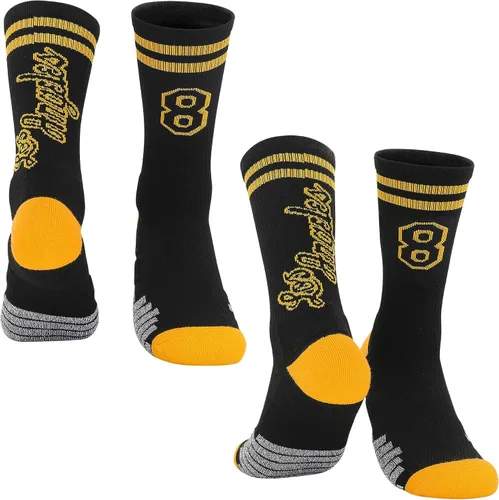Miniatura 29 de 2 pares de calcetines de baloncesto para hombres y niños, equipo de baloncesto con número de la suerte, calcetines de estrella para niños y adultos