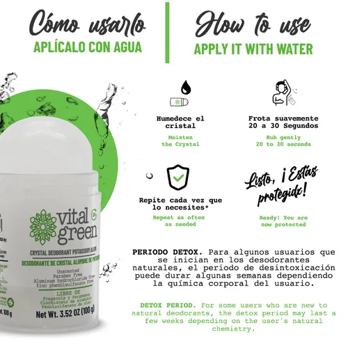 Miniatura 6 de Vital Green Thai Crystal Potassium Alum Desodorante – Desodorante mineral sin perfume para hombres, mujeres y atletas, 3.53 oz / 100 g (1 unidad)