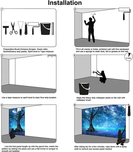 Miniatura 7 de Bormia - Mural de pared de fantasía, árbol de hadas en bosque místico, papel tapiz fotográfico para habitación de niños, sala de estar, dormitorio