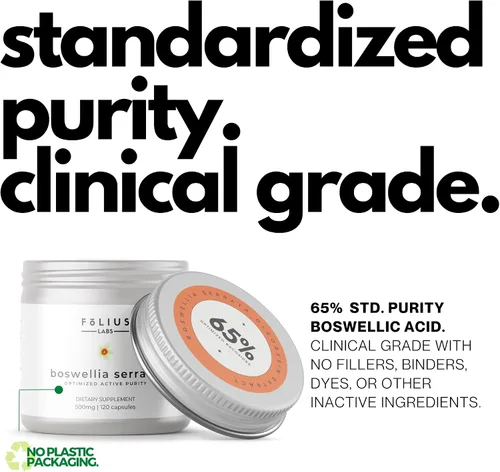 Miniatura 3 de FOLIUS LABS Boswellia Serrata Extracto Suplemento de 500 mg – Apoyo saludable para las articulaciones, apoyo para el alivio muscular – 65% de ácidos