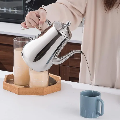 Miniatura 5 de SANQIAHOME Tetera de acero inoxidable con colador, tetera con infusor extraíble o filtro para hojas sueltas y bolsas de té, jarra de agua fría