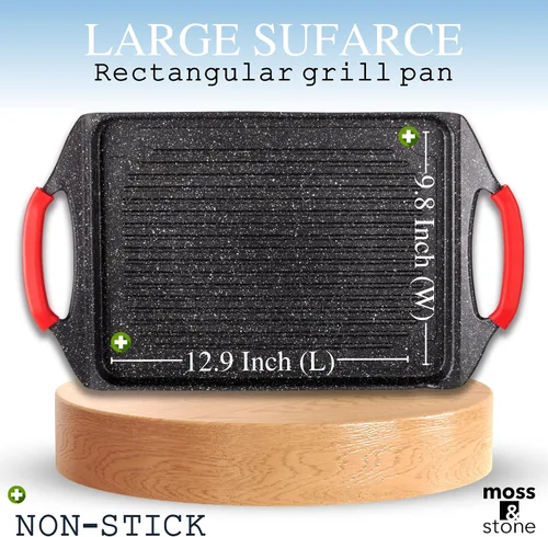 Miniatura 4 de Moss & Stone Sartén Cuadrada para Parrilla para Cocinar en Interiores, Sartén de Freír de 9.5 Pulgadas de Cobre Antiadherente para Saltear y Freír