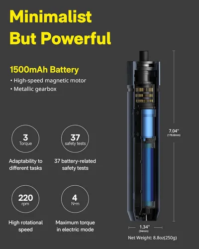 Miniatura 6 de HOTO Kit de destornillador eléctrico mejorado de 25 piezas, hexagonal de 1/4 pulgadas, tapa magnética, destornillador inalámbrico recargable de 1500