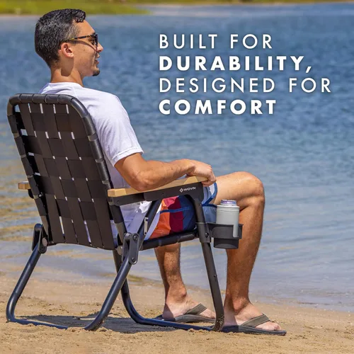 Miniatura 5 de GoSports WOVN - Silla de playa tipo mochila – 9 estilos disponibles – Silla de camping plegable de primera calidad Negro