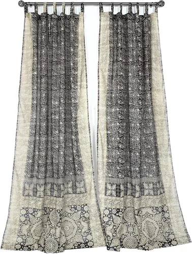 Cortinas Coloridas Sari Filtradoras de Luz – Cortinas Bohemias, Panel de Dosel de Cama, Tapiz o Tratamiento de Ventana Colección Brilliant Chakra +