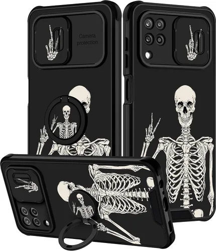 Miniatura 134 de Funda 2 en 1 para Samsung Galaxy Note 10 Plus con diseño de calavera para teléfono con diseño de esqueleto para yoga, fantasma, horror, con cubierta