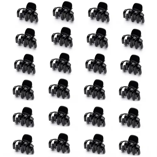 Cobahom 24 pinzas pequeñas de plástico para cabello fino, accesorios de peinado antideslizantes para mujeres y niñas (negro, peinado)