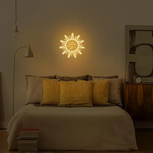 Miniatura 6 de Ganeen Letrero de Neón Naranja Amanecer Atardecer Arte de Pared Boho Luces de Neón para Dormitorio Sol en el Horizonte Letreros LED de Pared USB