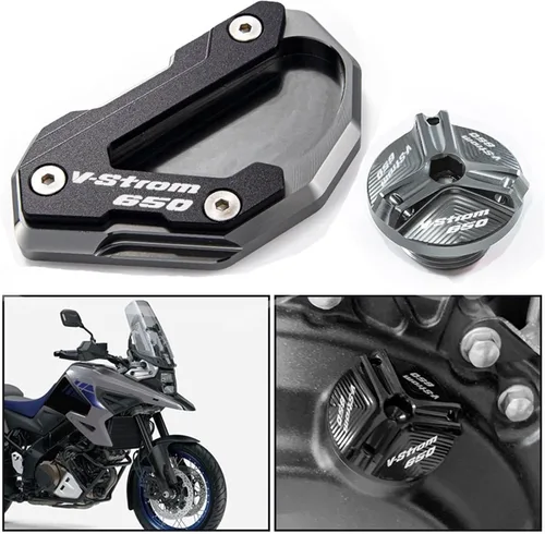 Miniatura 2 de Soporte de extensión lateral Soporte de extensión y tapa de llenado de aceite para Suzuki DL650 V-Strom 650 XT 650XT Vstrom650 (Color A Negro)
