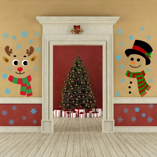 Miniatura 6 de IMISHM Decoraciones de Pared de Navidad Decoraciones de Puerta de Navidad Decoraciones de Ventana de Navidad Calcomanías de Puerta de Navidad