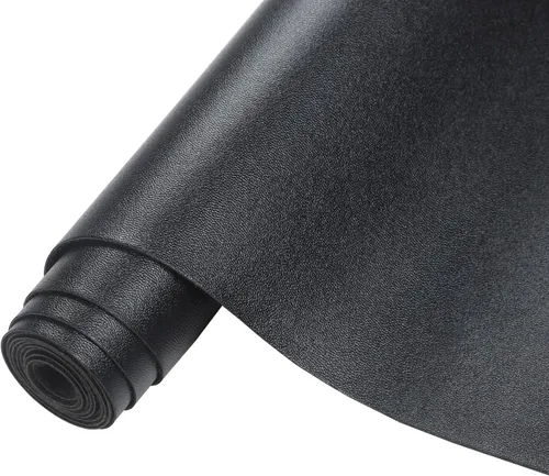 CDY Hojas de piel sintética negra lisa de 13.8 x 53 pulgadas (13.8 in x 53.1 in) color sólido, rollo de piel sintética perfecta para manualidades,