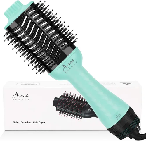 Aima Beauty Cepillo secador de pelo voluminizador de un solo paso, cepillo de aire caliente mejorado 4 en 1 para menos encrespamiento, más brillo,