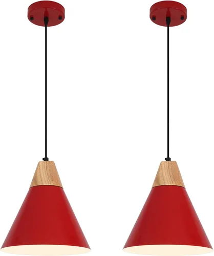 Miniatura 14 de Luz Colgante Negra Paquete de 2, 9.4 pulgadas - Luz Colgante de Estilo Rústico, Luces Colgantes Modernas, Luces Colgantes de Cocina para Oficina