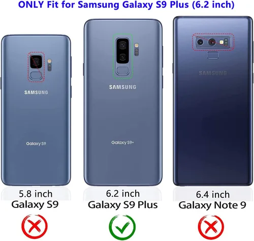 Miniatura 2 de Funda de grado militar para Samsung Galaxy S9 Plus 360 con anillo giratorio de metal con soporte magnético para montaje en automóvil, protección Azul