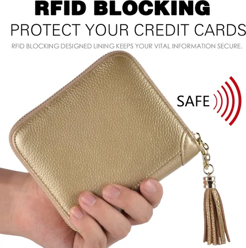 Miniatura 4 de Easyoulife - Billetera de piel con cierre y tarjetero para mujer, con bloqueo de interferencia de radiofrecuencia (RFID)