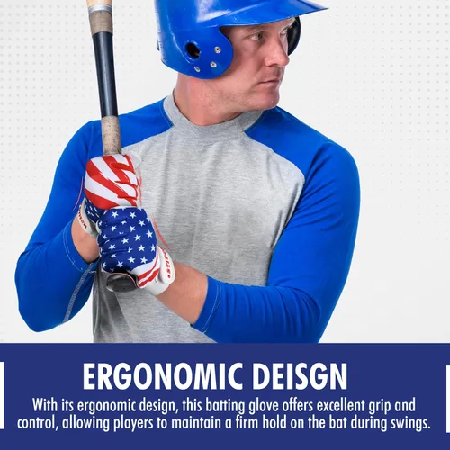 Miniatura 2 de Guantes de bateo Dot Stitch con bandera de EE. UU. para béisbol y sóftbol, guantes de bateo con bandera americana, guantes de béisbol para niños