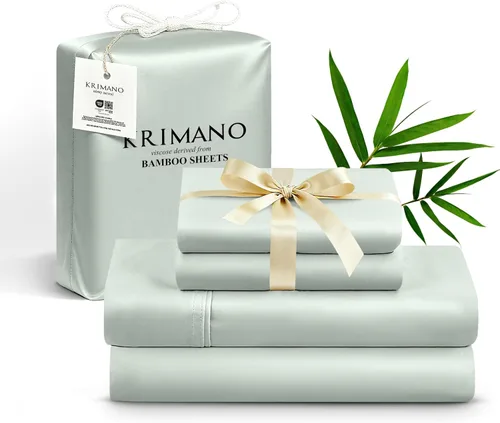 Miniatura 19 de Juego de sábanas tamaño King, sábanas de viscosa de bambú para cama, juego de 4 piezas, 100% viscosa derivada de bambú, lujo sedoso y refrescante