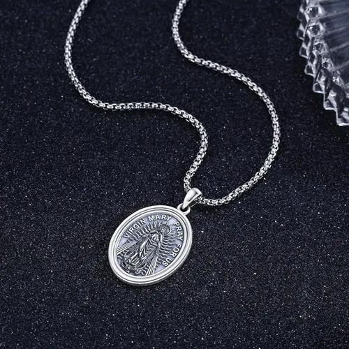 Miniatura 64 de Collar de plata de ley 925 con medalla de San Patrón, colgante de protección católica, amuleto, joyería religiosa para hombres y mujeres