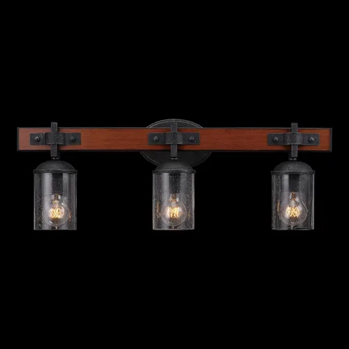 Miniatura 7 de Globe Electric 51854 Kingston - Lámpara de tocador de 3 luces, madera sintética oscura, detalles de metal galvanizado, pantalla de vidrio sembrado
