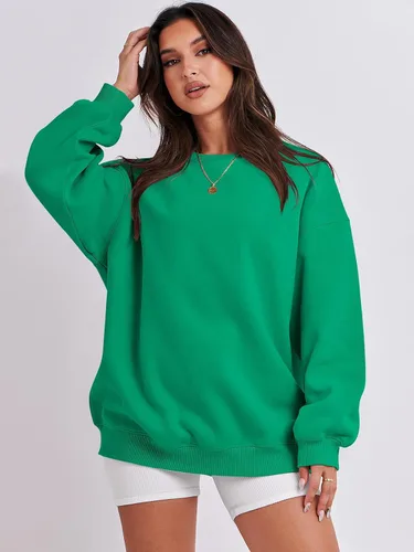 Miniatura 5 de ANRABESS Sudadera de gran tamaño para mujer, con cuello redondo, estilo Y2K, sudadera con capucha de forro polar, cómoda, camiseta informal, ropa