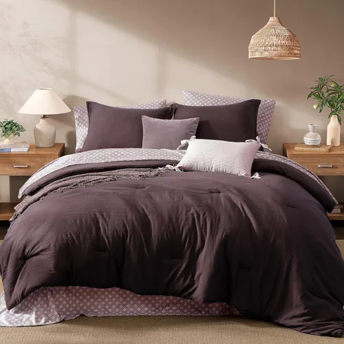 Miniatura 9 de Monbix Juego de Edredón de Tamaño Completo - 7 Piezas Verde Oliva Prelavado Ropa de Cama en una Bolsa Juegos de Ropa de Cama Completos