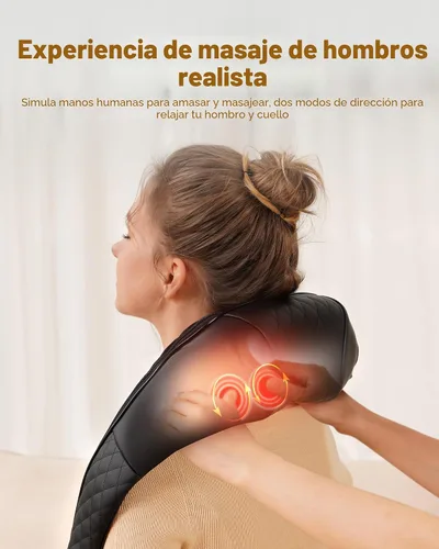 Miniatura 3 de Masajeador Shiatsu para Cuello y Espalda con Calor, Masajeador para Cuello y Hombros, Masaje de Amasamiento de Tejidos Profundos 4D para Piernas