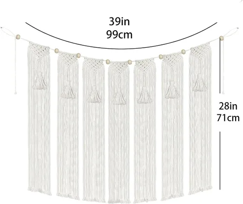 Miniatura 7 de onaner Tapiz bohemio de macramé para colgar en la pared con cuerda para colgar, tapiz tejido bohemio de algodón natural, decoración de macramé