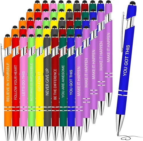 Miniatura 8 de 100 piezas bolígrafos inspiradores a granel, bolígrafo motivacional con punta stylus, bolígrafos de tinta divertidos a granel, regalos inspiradores