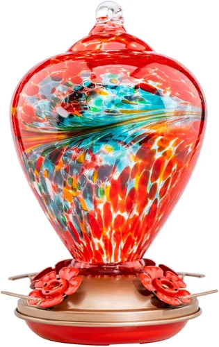 Miniatura 11 de Muse Garden Comederos de colibrí para colgar en exteriores, comedero de colibrí de vidrio soplado, regalos de colibrí para mamá, decoración