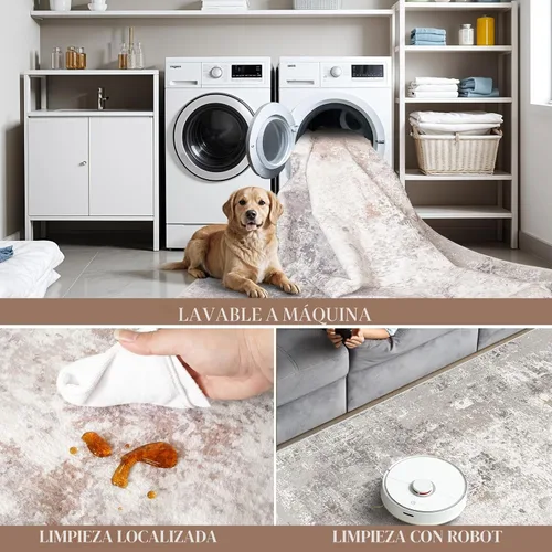 Miniatura 8 de Alfombra antideslizante lavable de 2 x 3 pies - Alfombra suave de pelo bajo para cocina, entrada y dormitorio - Tapete moderno para puerta