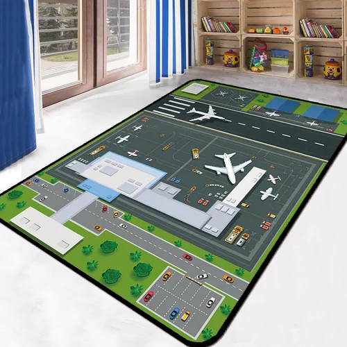 Tapete grande de juego para el aeropuerto para jugar con autos pequeños, alfombra educativa de tráfico por carretera, divertida alfombra para